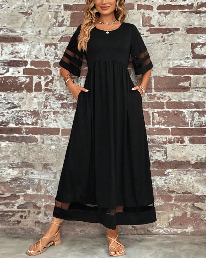 Elegant Dress Mid-Sleeve Casual Crew Neck