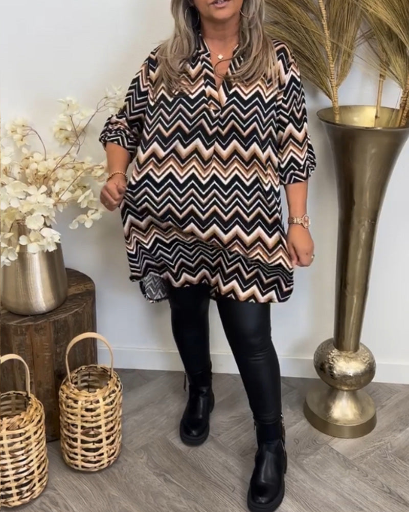Flowy V-Neck Dress with Soft Wave Design