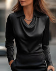 Luxurious Shine Satin Top – Drapey Silhouette for Chic Evenings and Date Nights
