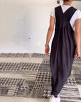Casual Solid Color Suspender Dress