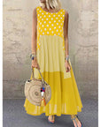 Sleeveless Summer Dress with Polka Dot Print
