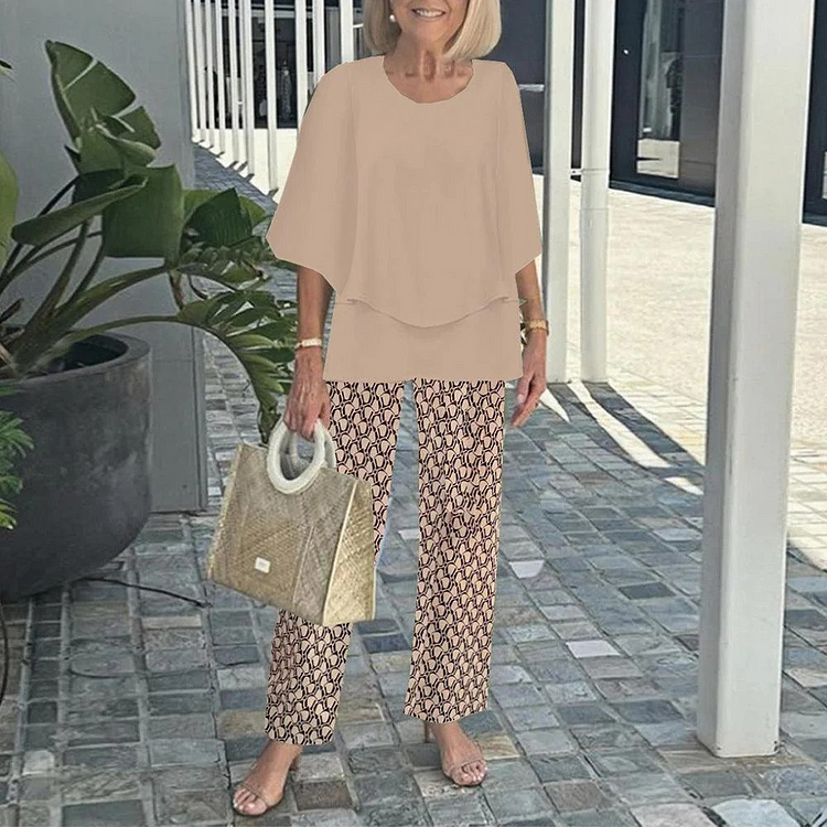 Mid-Sleeve Set Two-Piece