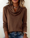 Fashionable Long-Sleeved Pile Collar Sweater