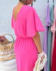V-Neck and Waist in Chiffon Dress