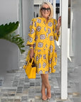 Printed Loose Pleated Dress