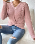V-neck Twisted Sweater Pullover for Women's