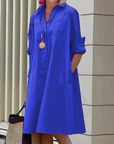 Long Sleeve Pocket Mid-Length Dress