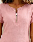Zipper Pocket Cotton Linen Dress