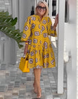 Printed Loose Pleated Dress