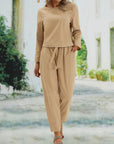 Sleeve Crew Neck Two-Piece Set