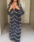 Flowy Boho Maxi Dress with Striped Pattern