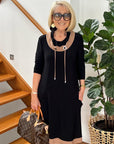 Side Pockets Mid-length Dress