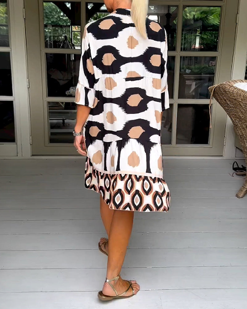 Lightweight Printed 3/4 Sleeve Dress