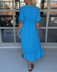V-Neck Casual Dress With Print