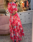 Floral print v-neck pocket dress