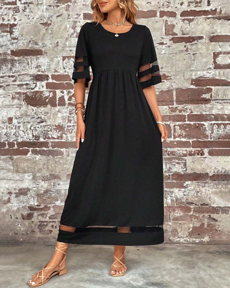 Elegant Dress Mid-Sleeve Casual Crew Neck