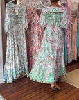 Women's V-neck leaf print maxi dress