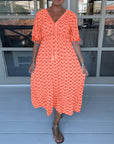V-Neck Casual Dress With Print