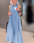 Elegant solid color pleated tank dress