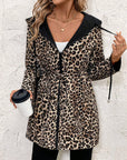 Hooded Reversible Leopard Print Coat