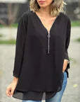 Lightweight Chiffon Zipper Blouse