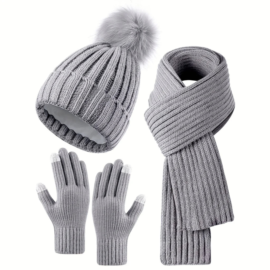 Women's Cozy Hat Scarf Gloves