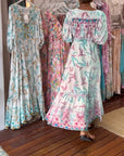 Women's V-neck leaf print maxi dress
