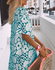 Printed v-neck loose dress