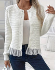 Long-Sleeved Lace-Paneled Sweater Coat
