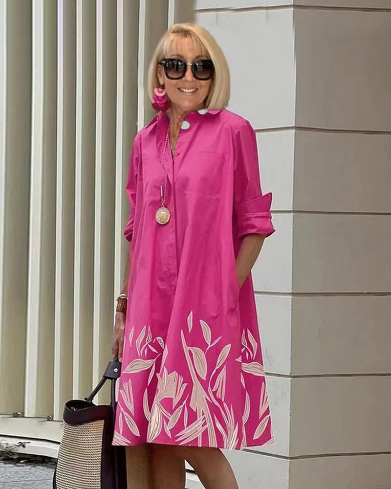 Women Long Sleeve Shirt Dress