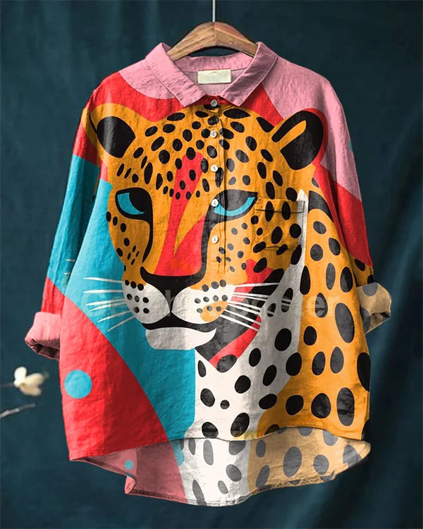 Simba Graphic Tee with Bold Leopard Print