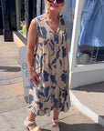 V-Neck Sleeveless Printed Dress
