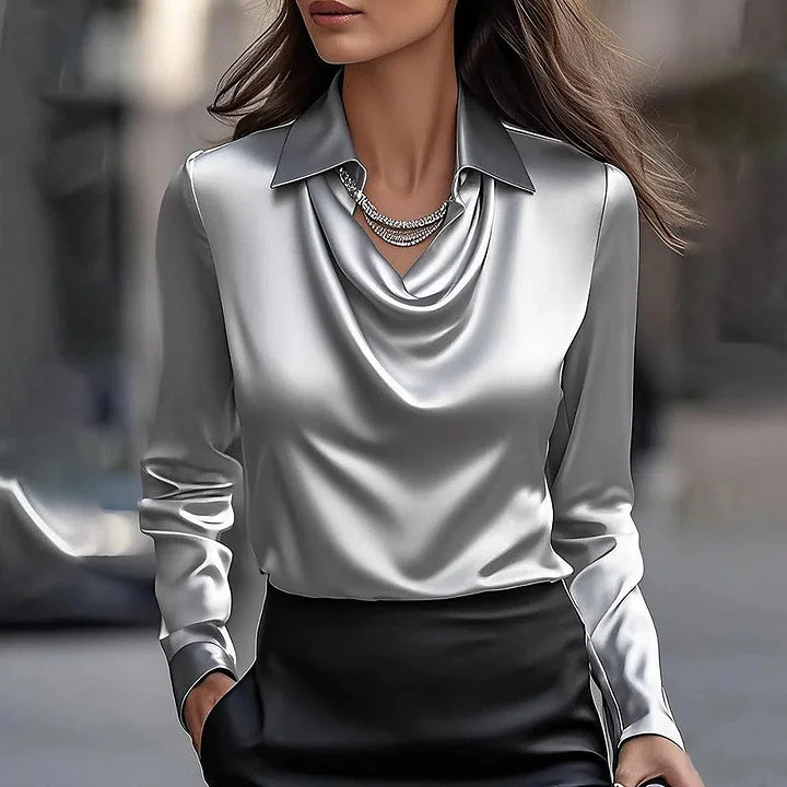 Luxurious Shine Satin Top – Drapey Silhouette for Chic Evenings and Date Nights