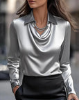 Luxurious Shine Satin Top – Drapey Silhouette for Chic Evenings and Date Nights