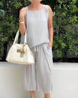 Sleeveless Loose Cropped Two-Piece Set