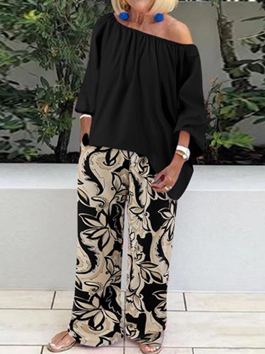 Fashion Print Loose Casual Two Piece-set