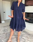 Stand Collar Hollow A-Line Dress