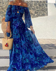 Off-Shoulder Floral Flowy Maxi Dress