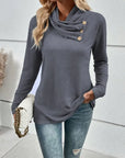 Elegant Cowl Neck Long Sleeve Sweater