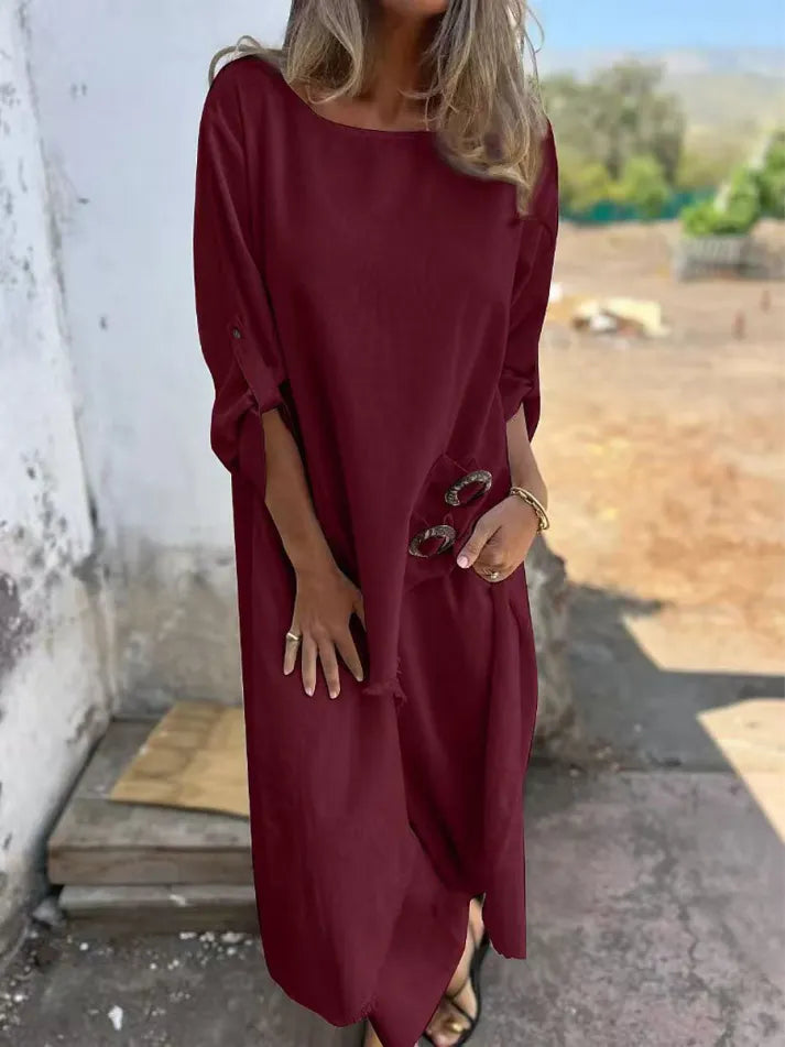 Chic V-Neck Flowy Midi Dress