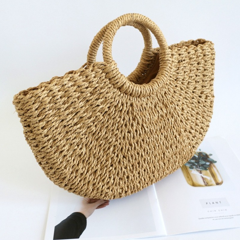 Chic Straw Bag with Handwoven Texture