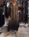 V-neck long-sleeved gradient dress