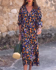 Retro Printed V-Neck Dress