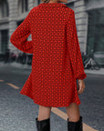 Lapel Long Sleeve Printed Dress