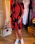 Printed lapel short sleeve dress