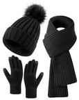 Women's Cozy Hat Scarf Gloves