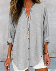Elegant V-Neck Top With Timeless Stripe Pattern