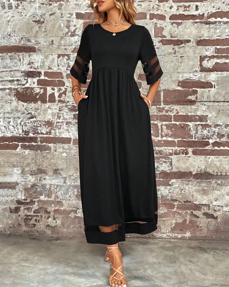 Elegant Dress Mid-Sleeve Casual Crew Neck