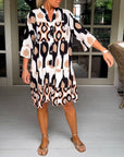 Lightweight Printed 3/4 Sleeve Dress