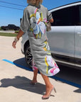 Floral print loose casual dress